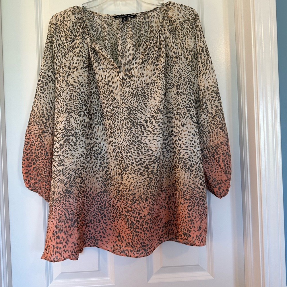 Zac & Rachel 1X Sheer Ombré Animal Print Blouse